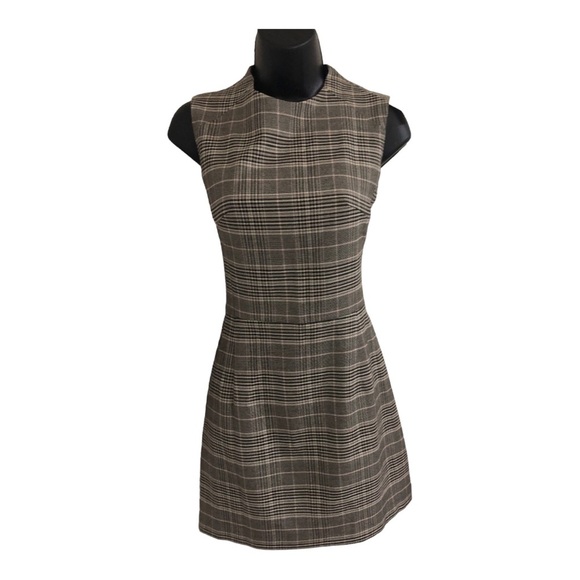 French Connection Amati Grey‎ Multi Check Sundae Sleeveless a-line mini Dress - Picture 5 of 12